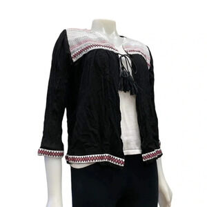 Love & Legend Open Tassel Tie  Black Boho Top Size 20